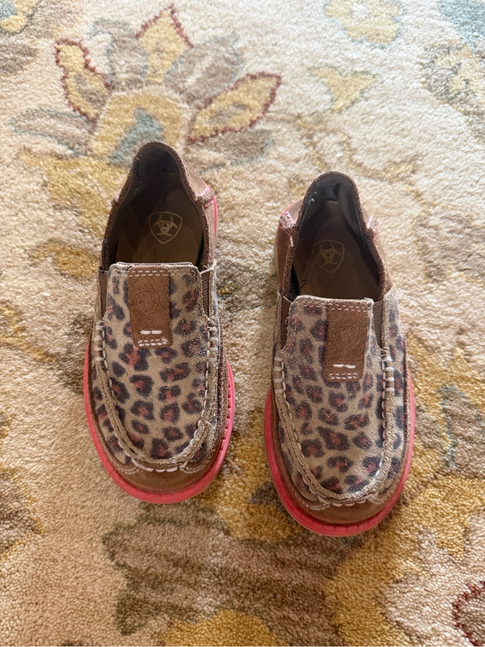 Kids Ariat Leopard Print Slip-On Shoes with Pink Soles